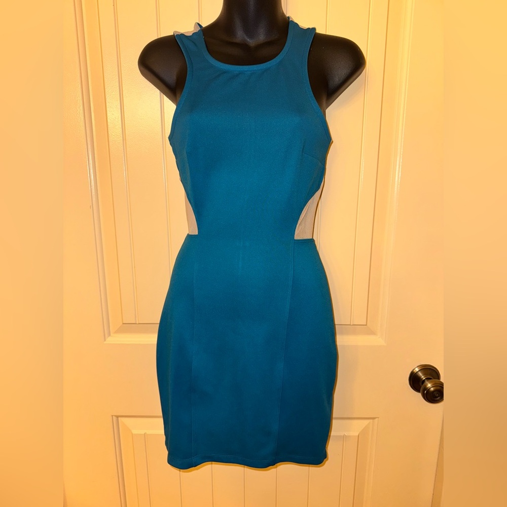 EUC KEEPSAKE the Label Teal sheer back  Dress Size XS